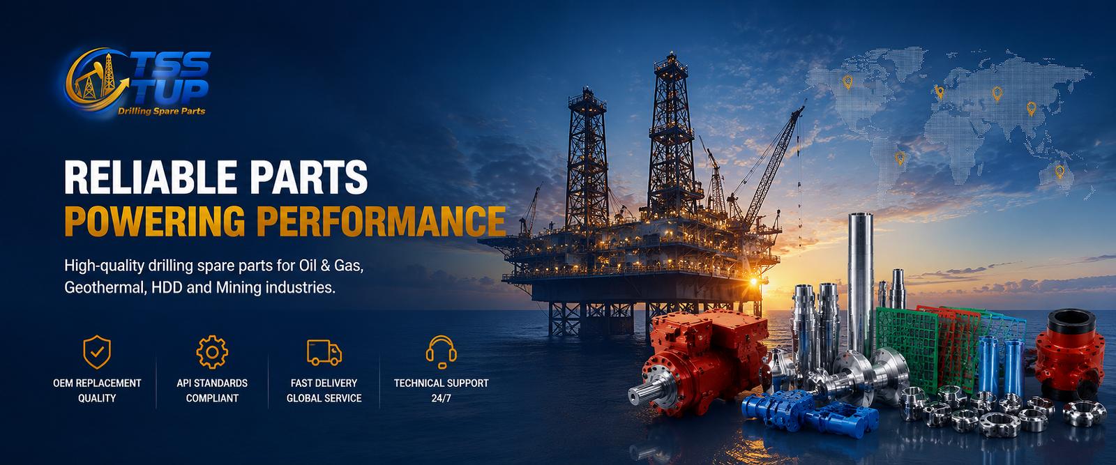 Reliable OEM Replacement Parts for Oil & Gas, Geothermal, HDD & Mining
High-performance drilling spare parts engineered for maximum reliability, fast delivery and global operations.